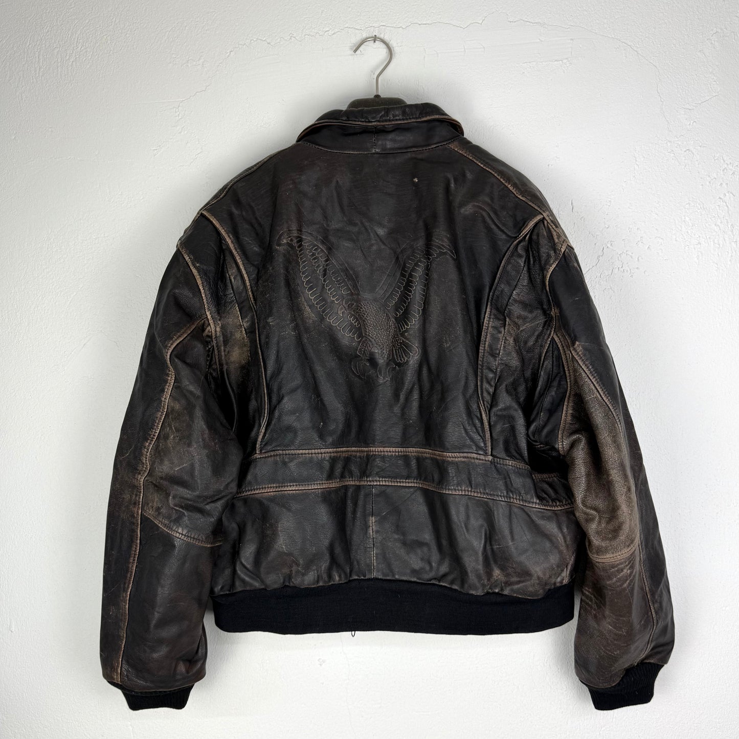 VINTAGE Skott USA Distressed Lederjacke Bomber Style (M/L)