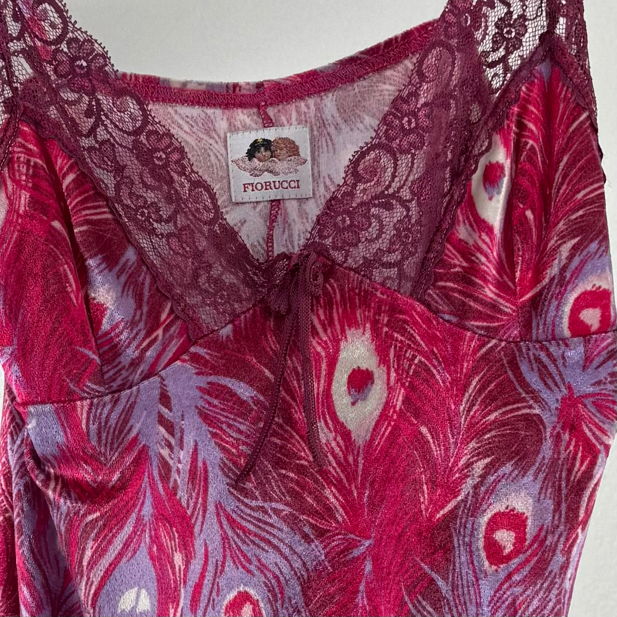 FIORUCCI Slip Kleid Samt mit Spitze (S)