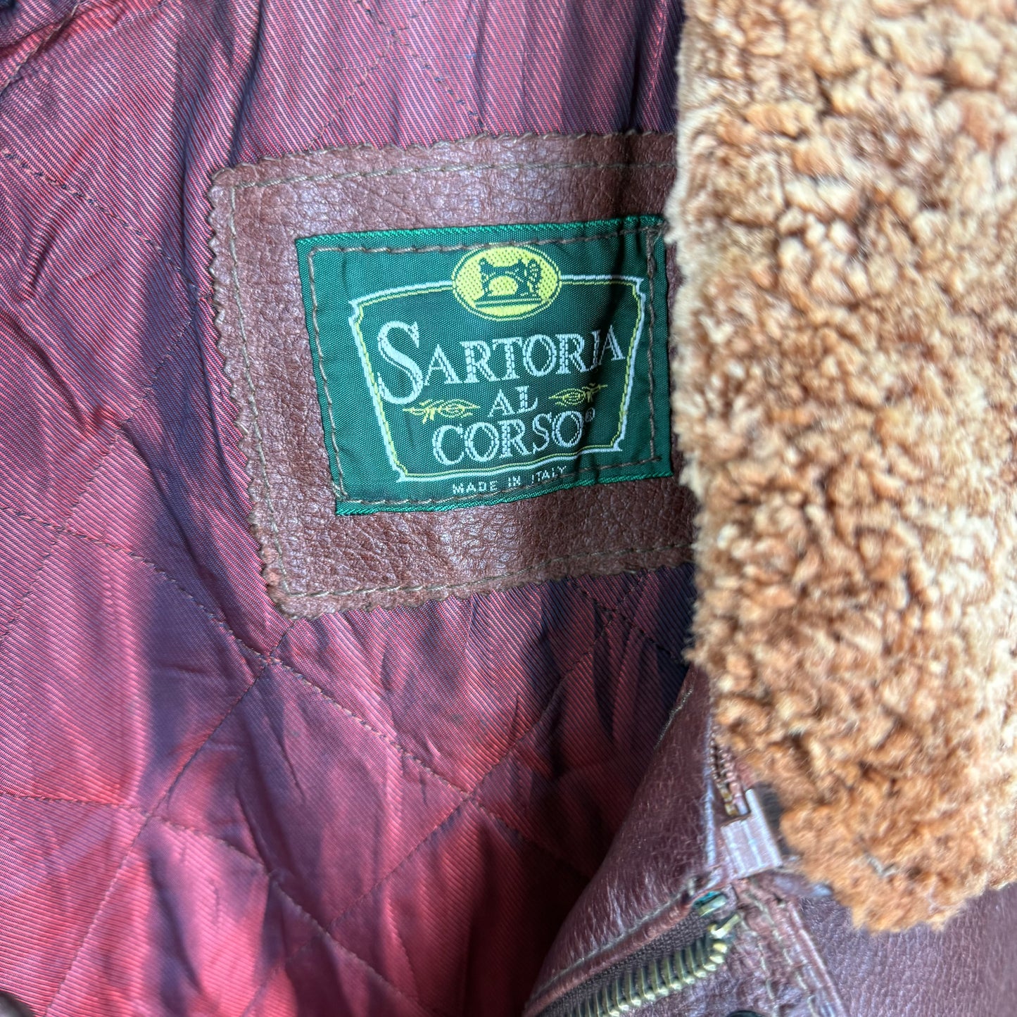 VINTAGE Sartoria Al Corso Bomber Lederjacke - abnehmbarer Kragen (L)