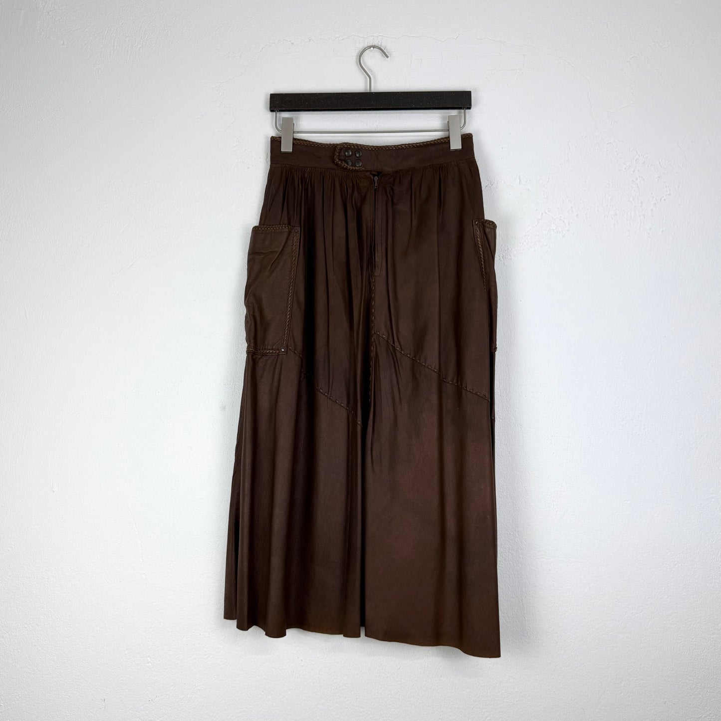 Asymmetrischer Lederrock Midi-Maxi (S)