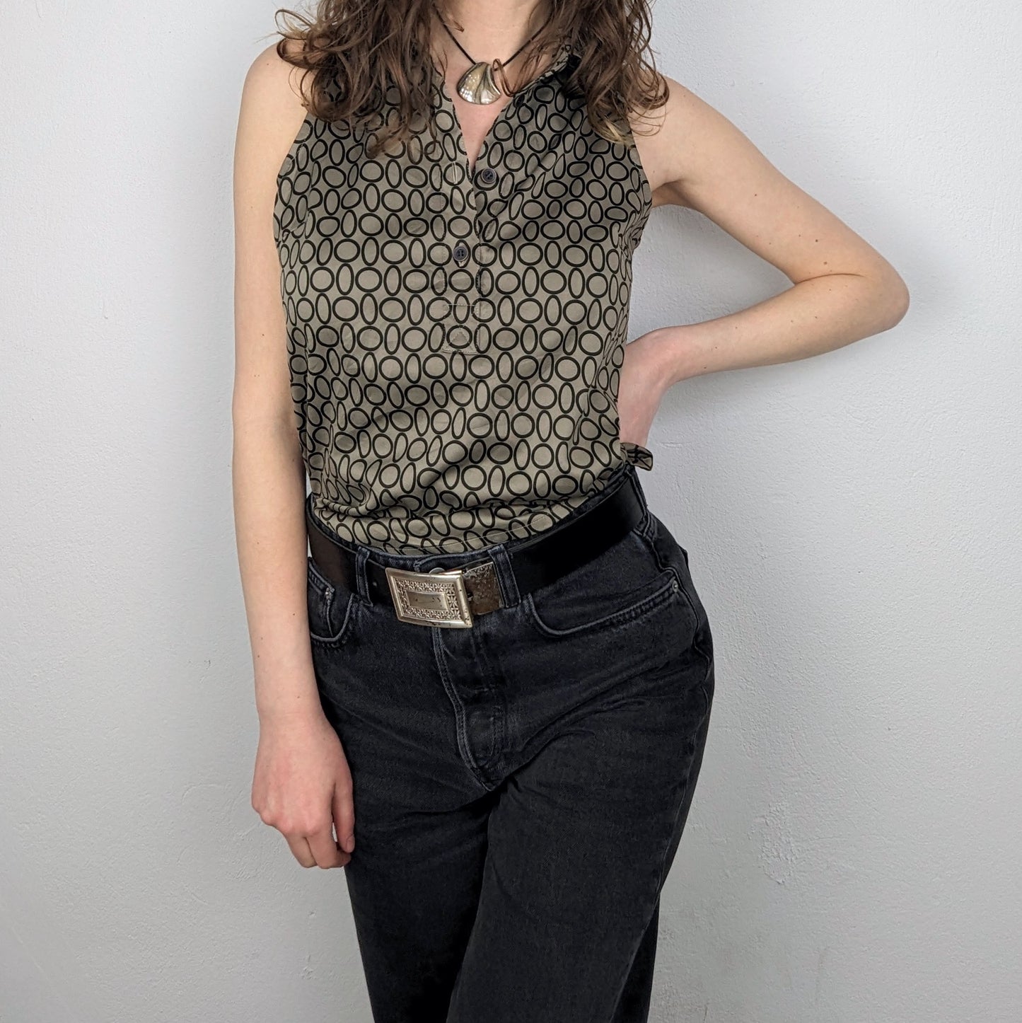 90s STYLE VINTAGE BLOUSE TOP (L)